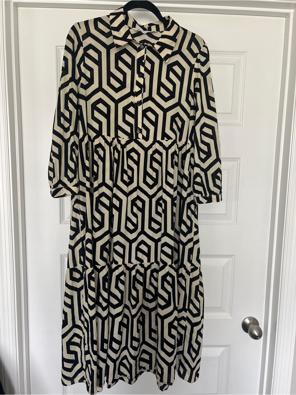 Zara Black & White Geometric Dress - Picture 5 of 8